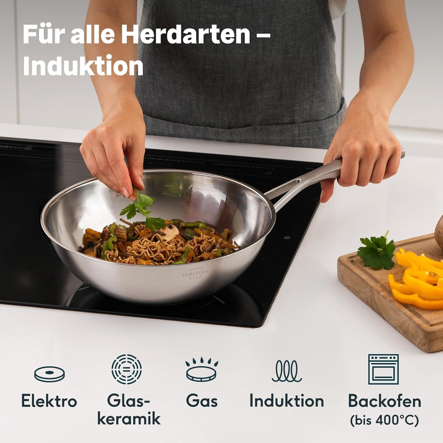 Wokpfanne, Unbeschichtet Wok 28cm