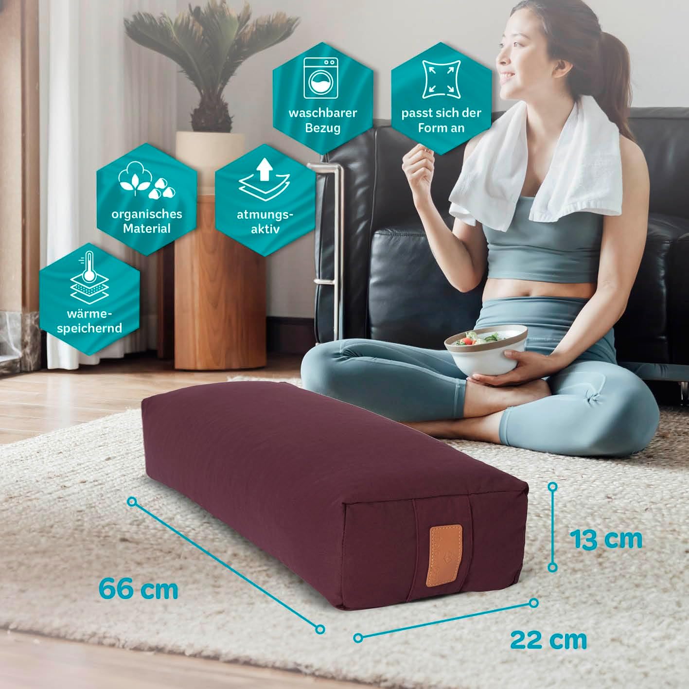 Yogabolster »Paravati« mit Bio-Füllung, waschbar, Buchweizen Violett