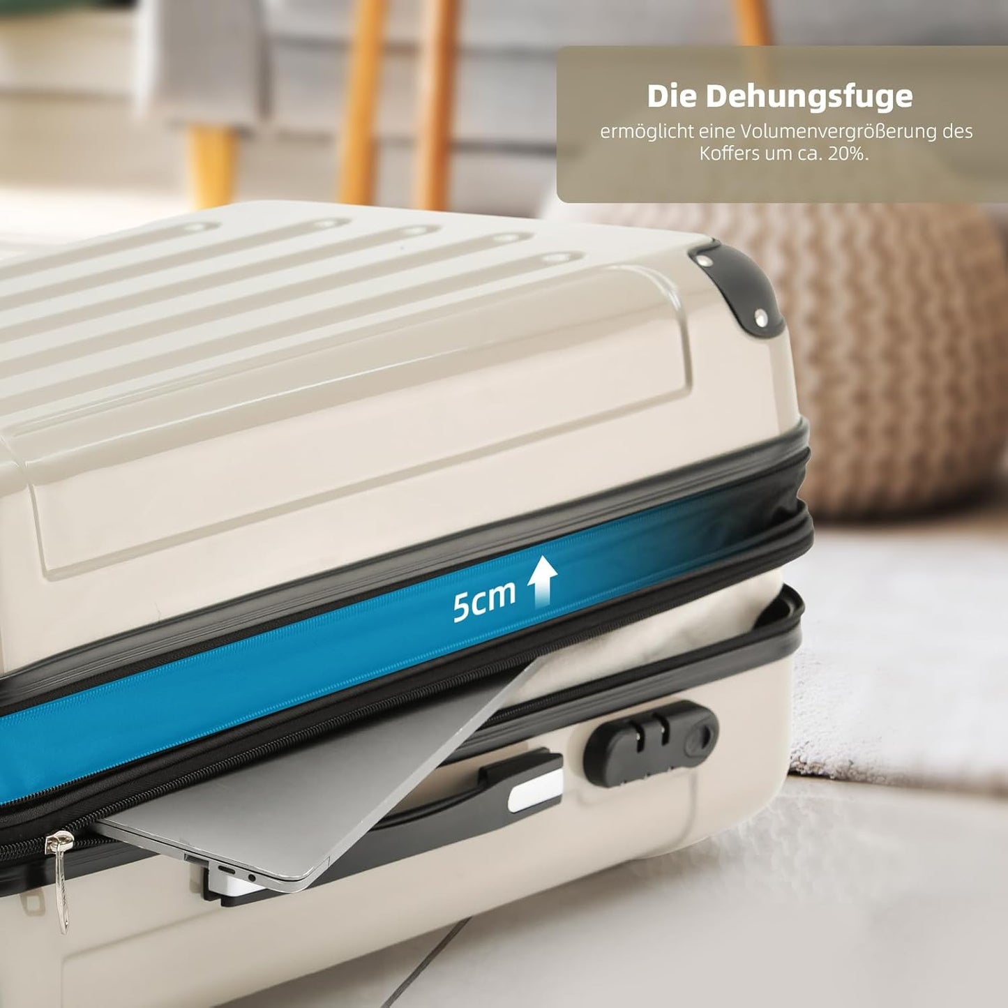 2048 Zwillingsrollen Hartschalenkoffer mit Dehnfuge, Champagner, L