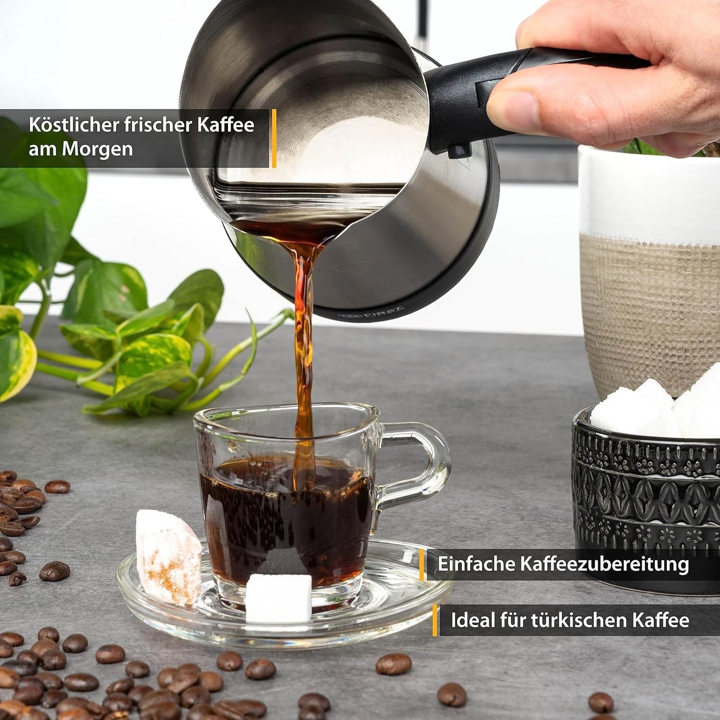 Elektrischer Türkischer Kaffeekocher mit Klappgriff, Klappgriff | 3 Tassen