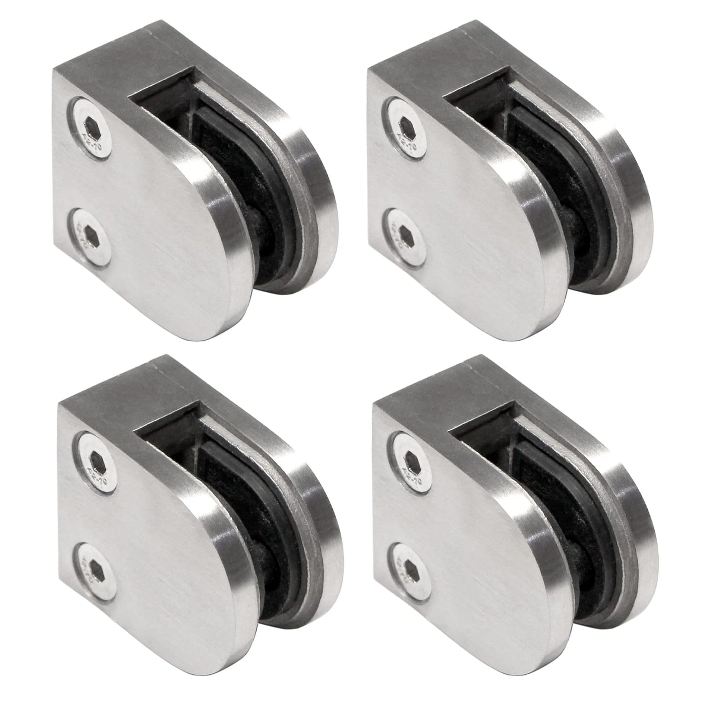 4-teiliges Glashalter-Set für Geländer, FLACH | 8,76mm Glas