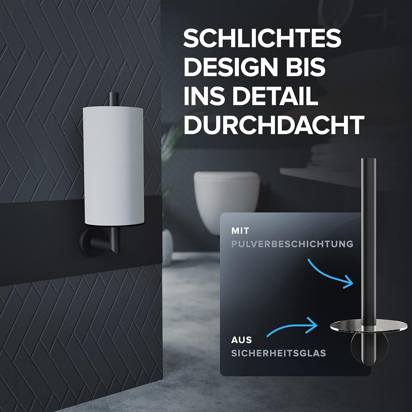 Ersatzrollenhalter zur Wandbefestigung, Schwarz Zum Bohren