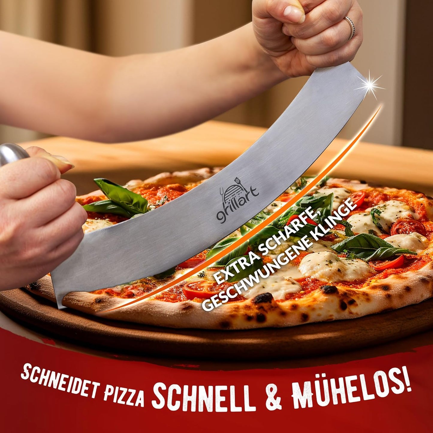 Pizzamesser, Edelstahl Doppelgriff