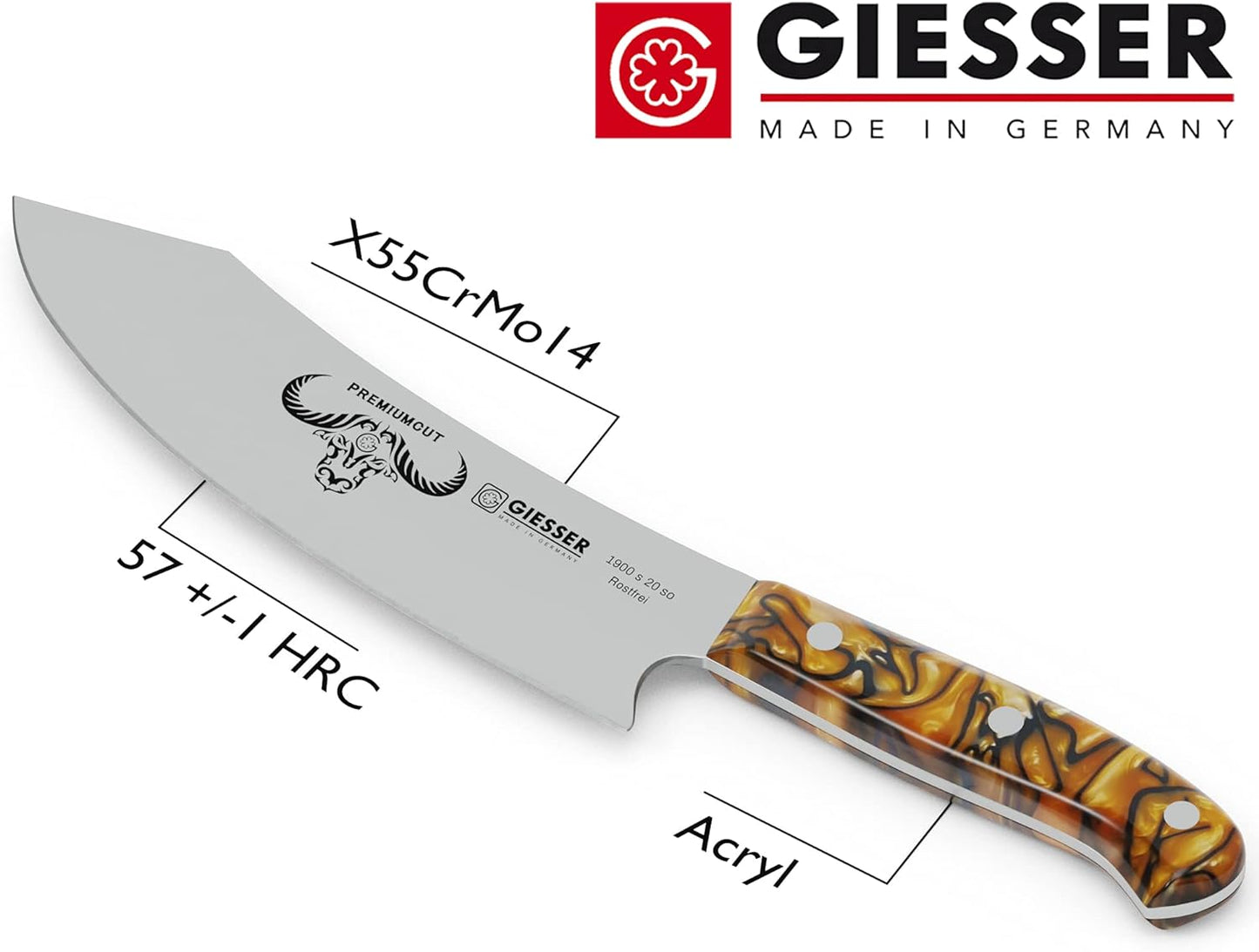 PremiumCut Chefs No 1, 20 cm Kochmesser / Spicy Orange