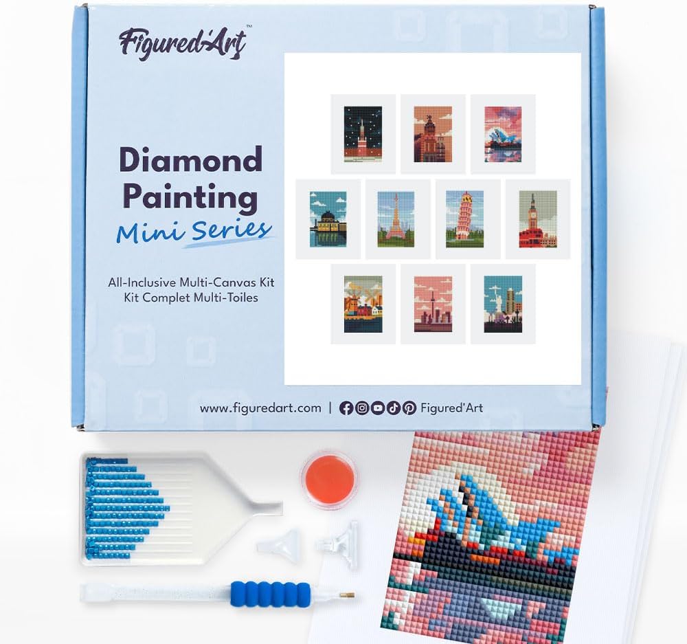 Mini Serie Diamond Painting Set mit 12 Stück, Weltstädte PROBLEMYOUMUSTCHECK