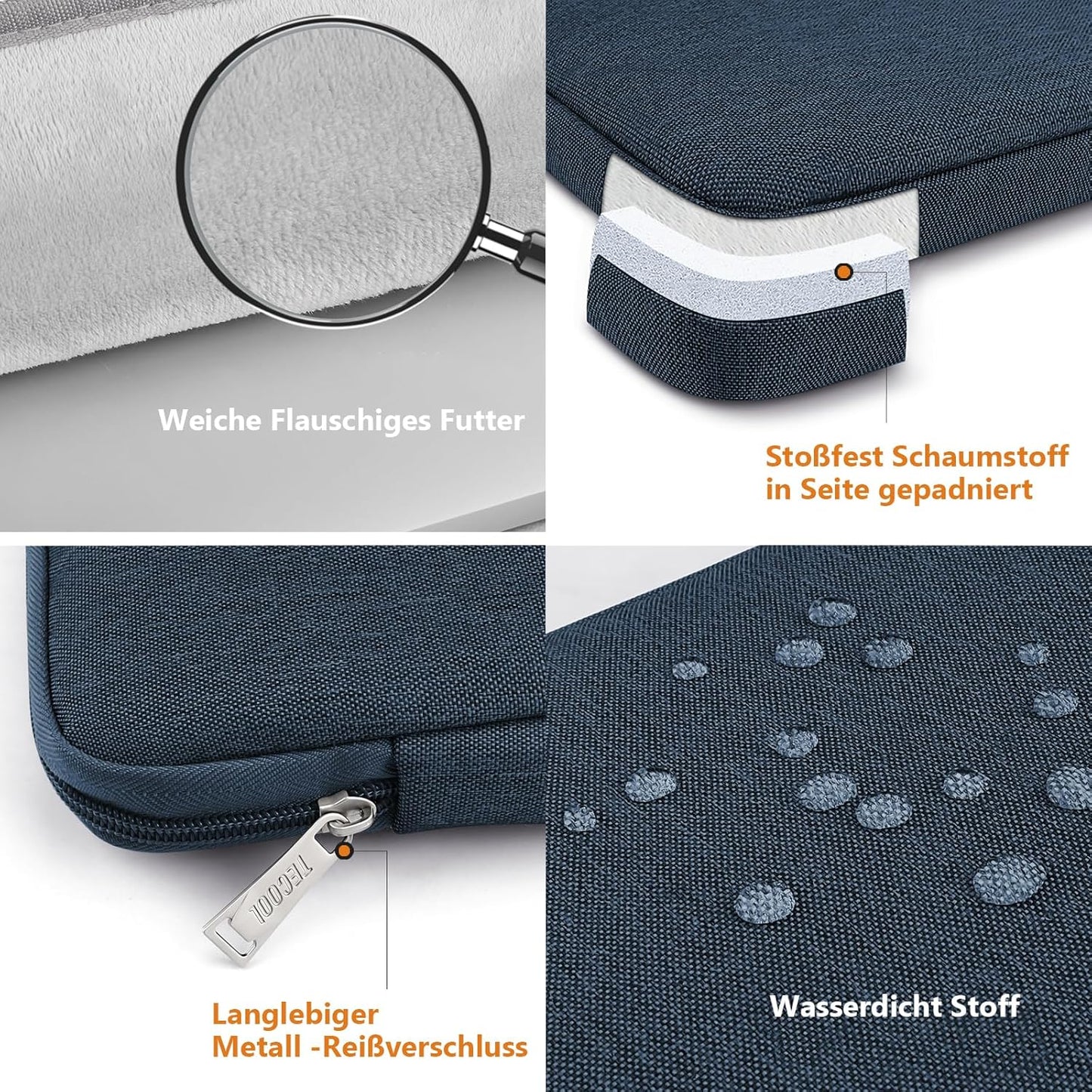 Laptop-Schutzhülle für 15,6", 15,6 Zoll Denim Blau