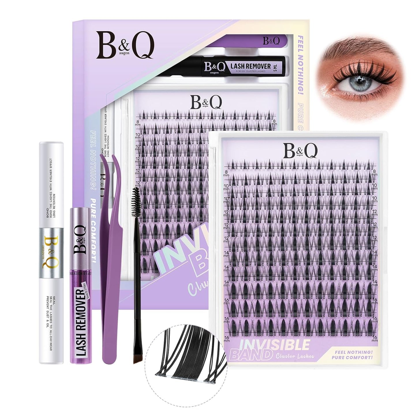 Lash Extension Set mit unsichtbarem Band (144 Stück)