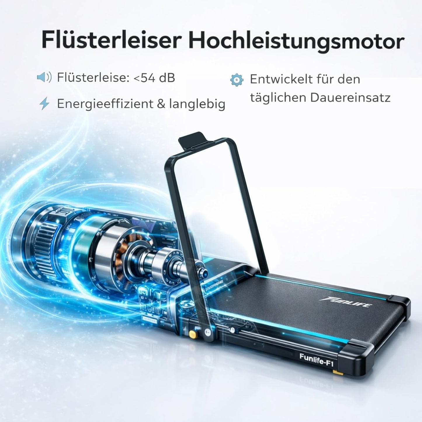 3-in-1 klappbares Laufband F1, Blau