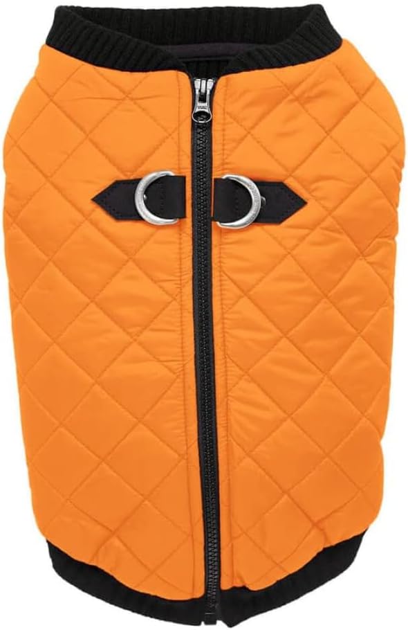 Modische Hundebomberweste mit Rautenmuster, Medium chest (~14.5") Orange