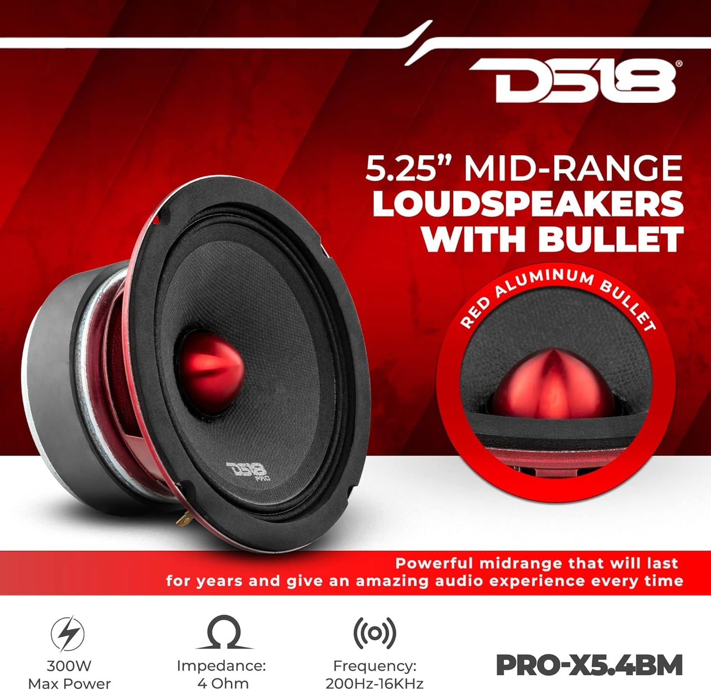 PRO-X5.4BM Midrange Lautsprecher (5,25 Zoll), 13 cm 13 Zentimeter