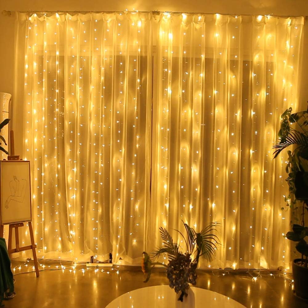Lichtervorhang mit Musik-Synchronisation, 2x2m, Warmweiss