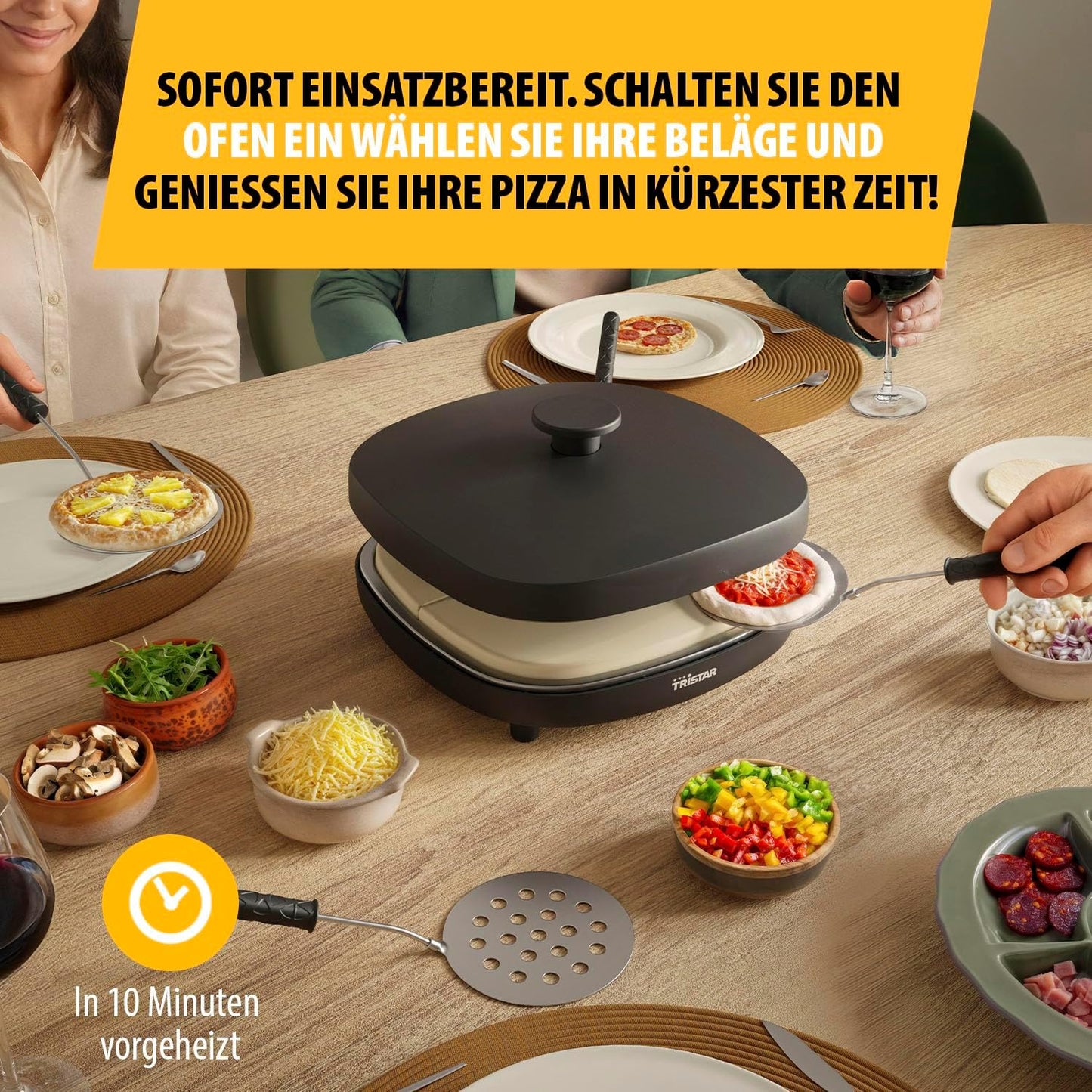 Pizza Maker, 28.5 x 28.5 x 17.5 cm Schwarz