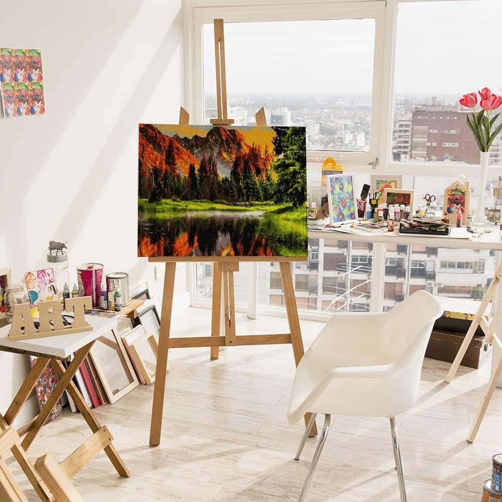Malen nach Zahlen Set Berglandschaft, Berglandschaft Mit Rahmen