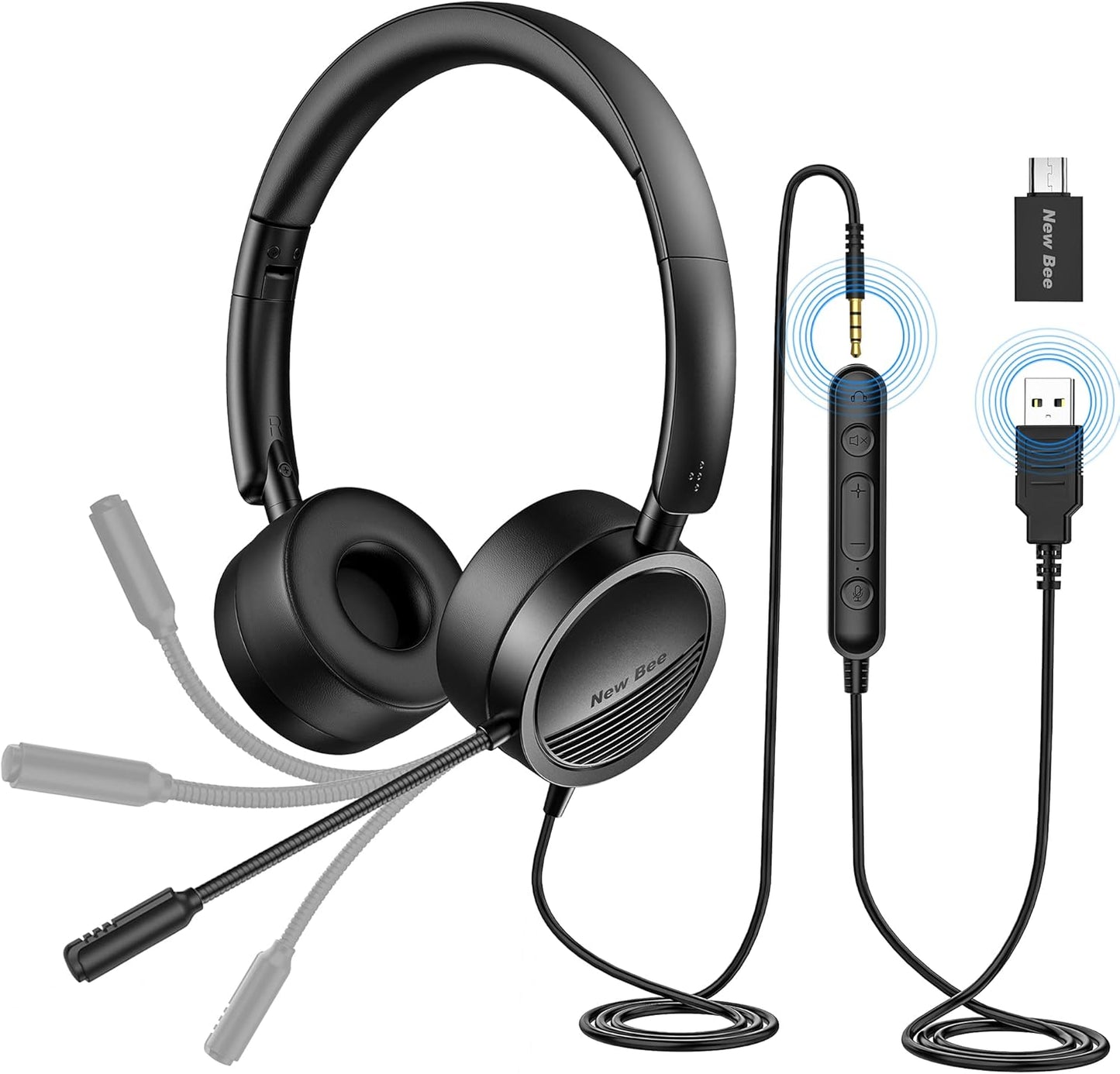 Headset mit Mikrofon und Noise Cancelling, 1 pack