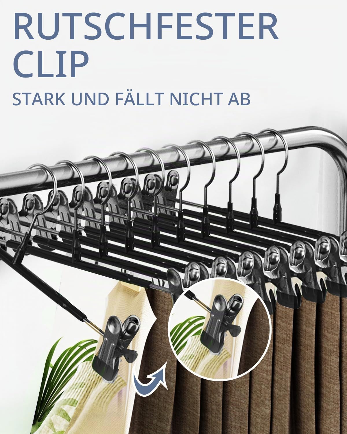 Klammerbügel-Set mit Anti-Rutsch Klammern, Schwarz-20 Stück