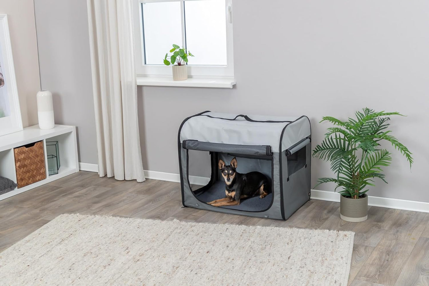 Faltbare Transporttasche Hundekennel (Mittel), Grau L 80 x B 55 x H 65 cm