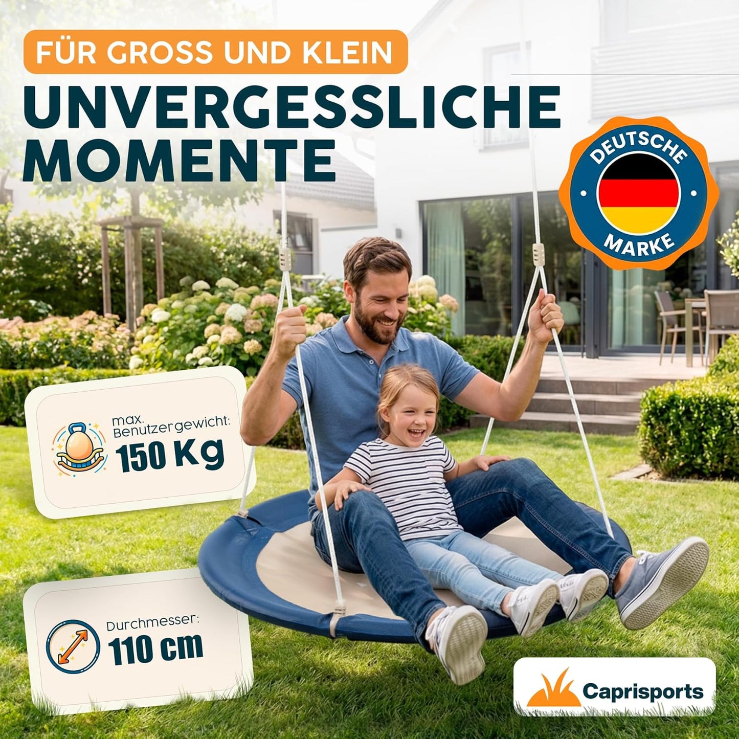 Höhenverstellbare Nestschaukel mit Schutzplane, Blau