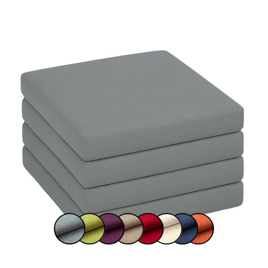 4er-Set Stuhlkissen für Gartenstühle, Silber 4er Set 40x40x5