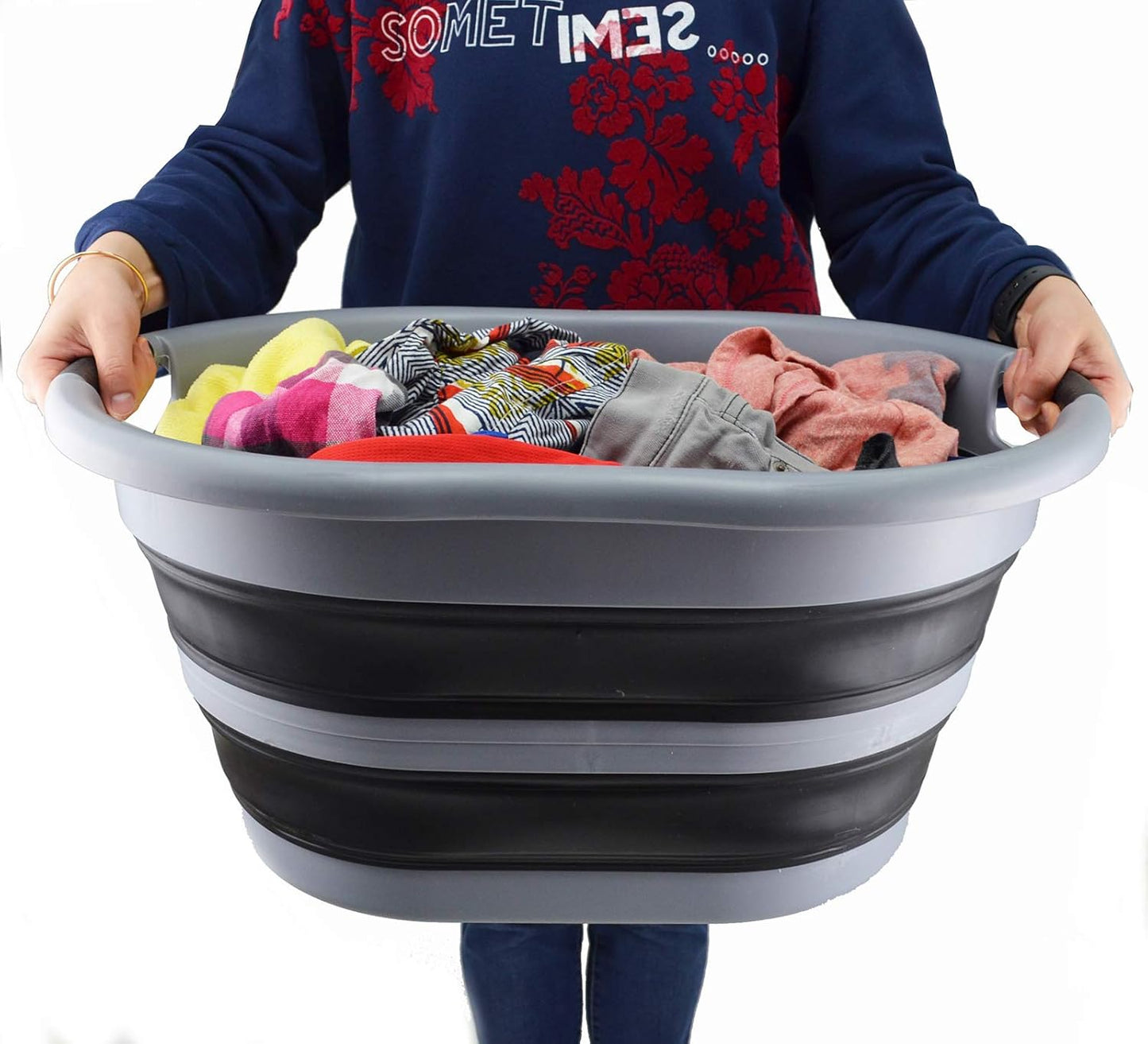 Faltbarer Wäschekorb, 1 Grey/Black