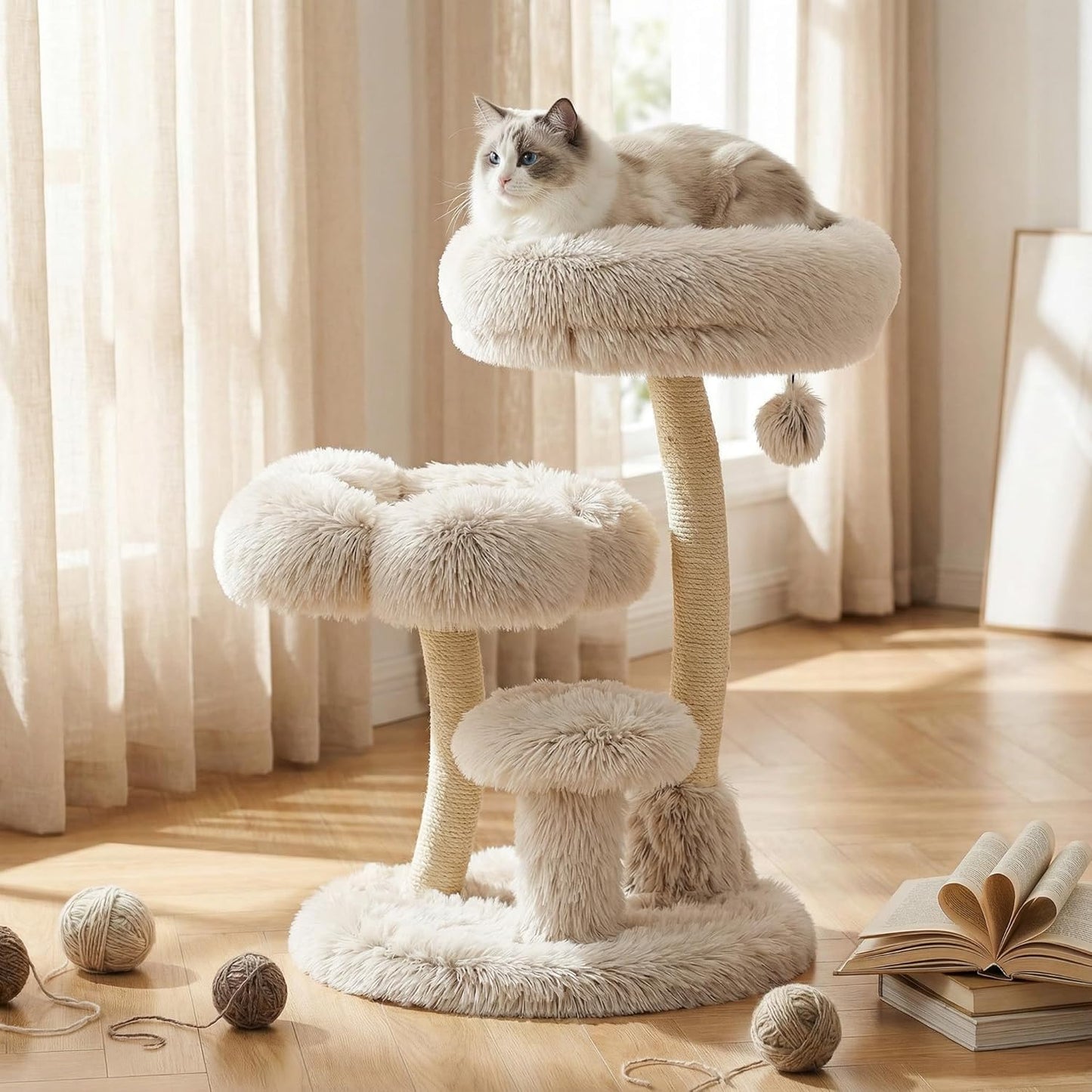 Kratzbaum mit Sisal und Spielball, 74cm