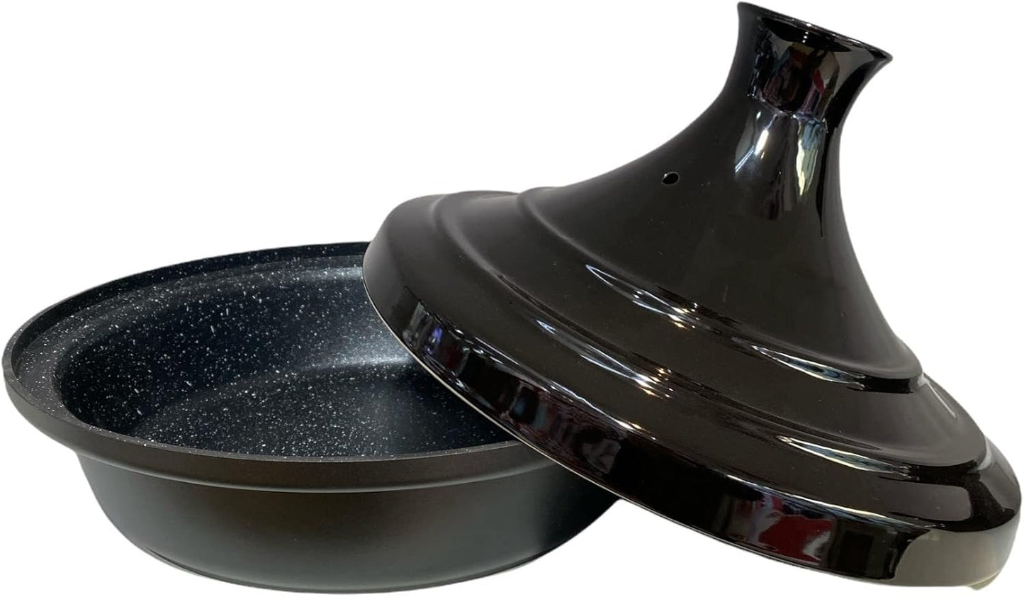 Tajine Schmortopf mit Keramikdeckel, Antihaftbeschichtung, 30cm Schwarz