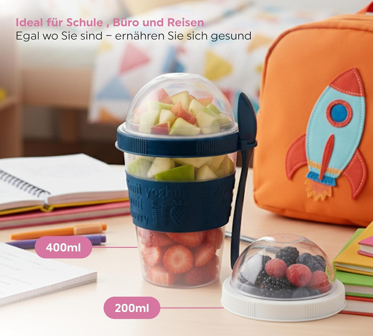 Mepal Müslibecher To Go Set mit Löffel (4 Stück)