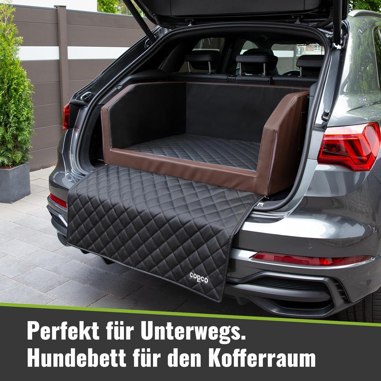 Hundebox mit Kofferraum- und Ladekantenschutz, Braun/Schwarz ca. 70 x 55 cm
