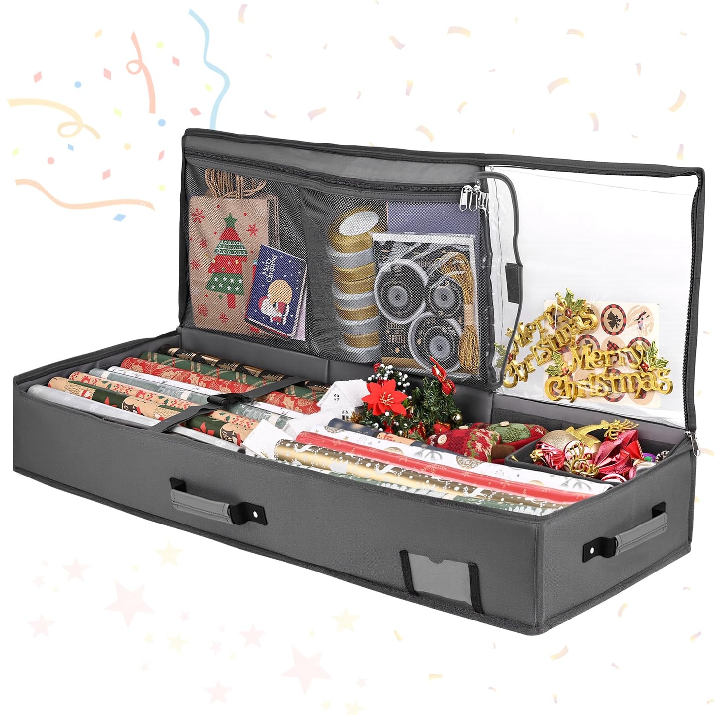 Geschenkpapier Organizer mit 3 Fächern, grau