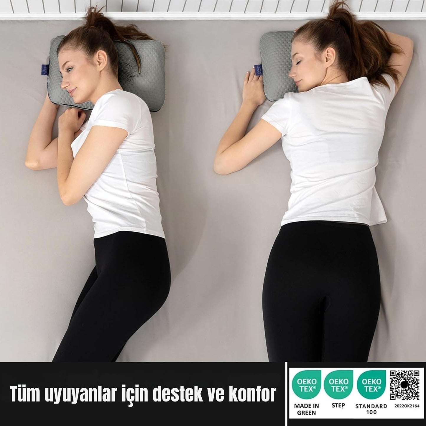 Ergonomisches Memory-Schaum-Reise- und Campingkissen, Weiss