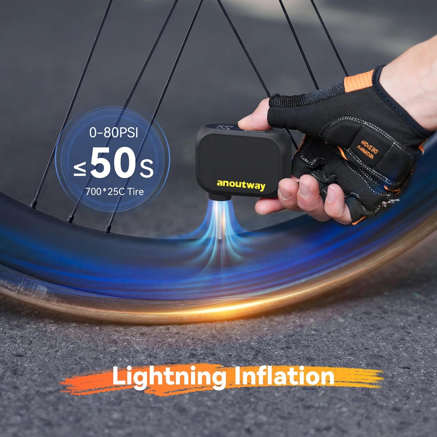 Elektrische Mini-Fahrradpumpe mit Manometer, AT1 PRO