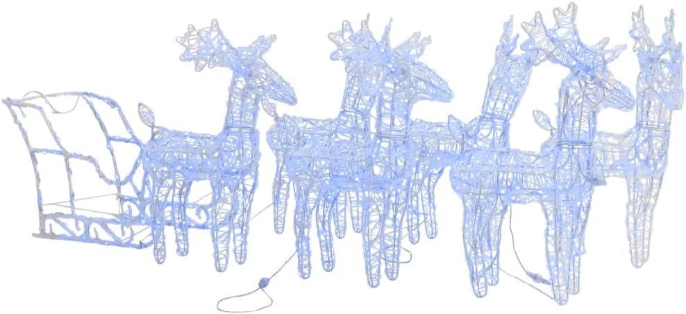 Weihnachtsdeko Rentier-Schlitten-Set mit LEDs, 43 x 11 x 55 cm (6 pcs) Blau