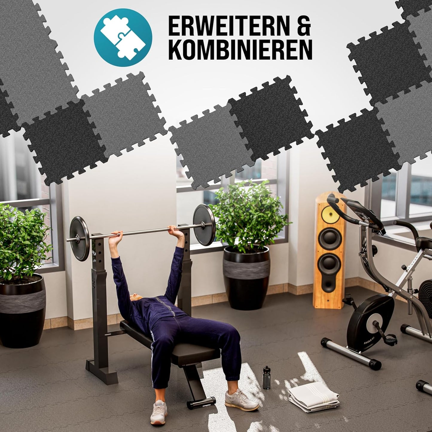 18-teiliges Bodenschutzmatten-Set, 18 Matten | 1,5 m² | Grau