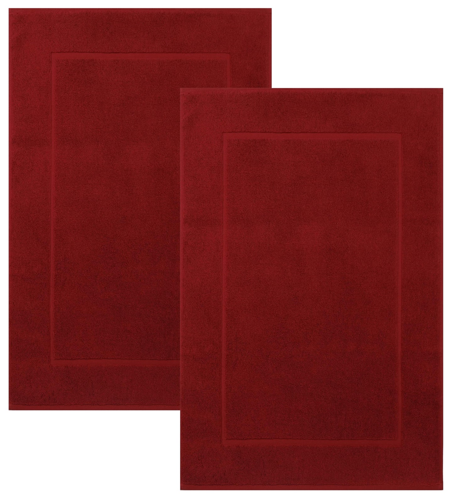 2er-Set Badematten, 50x70 cm, 2x Badvorleger Rubinrot