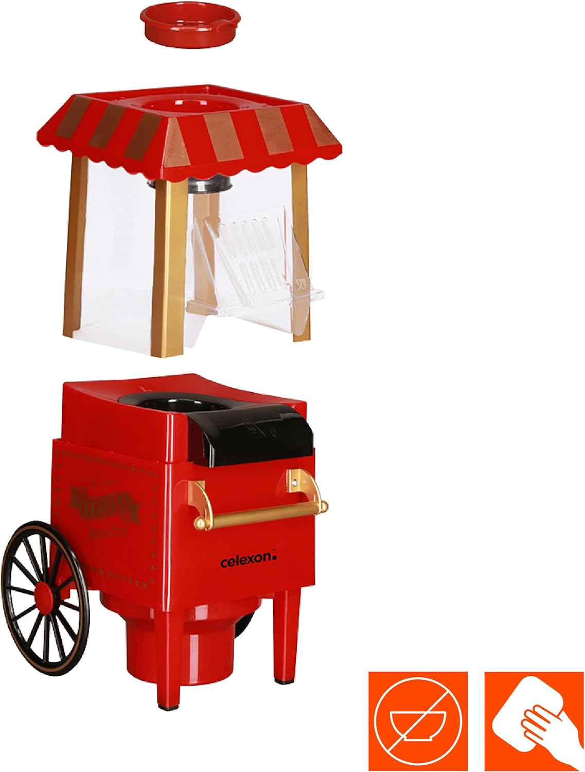 CinePop CP500 Popcorn-Maschine, Retro/Kirmes-Design - 24 x 19 x 39.5cm