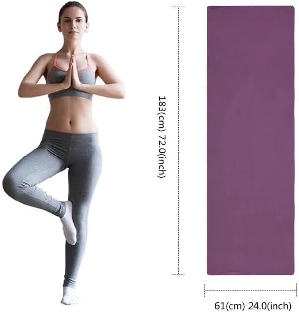 Rutschfeste Yogamatte aus TPE mit Tragegurt, Lila-Rosa 183 x 61 x 0.6 cm