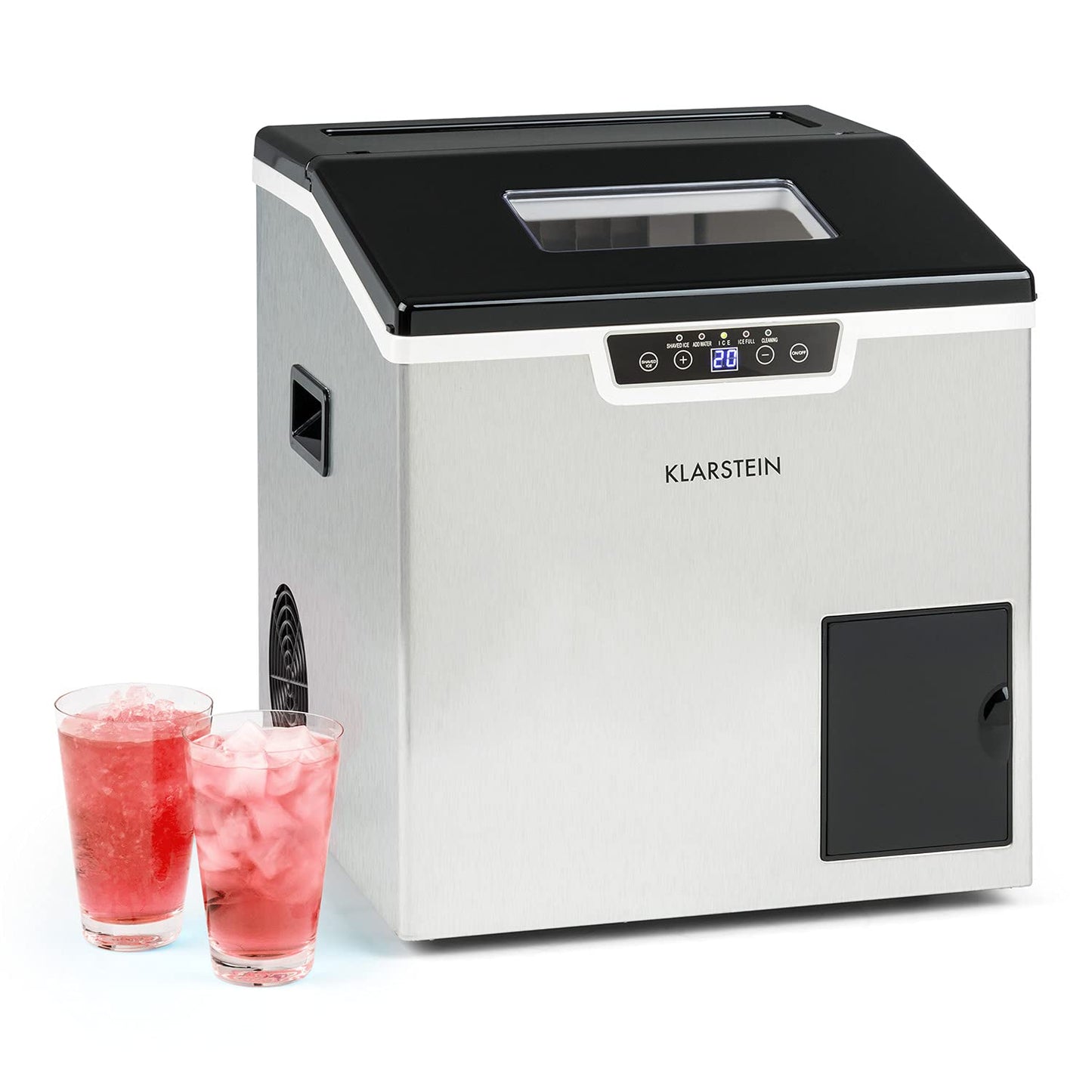 Eiswürfelmaschine, 20 kg Würfel Crushed Eis /  Grau / Schwarz