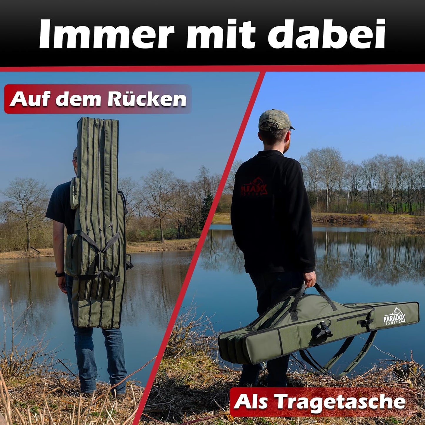 Rutentasche mit 3 Fächern, 3 Fächer grün 190cm