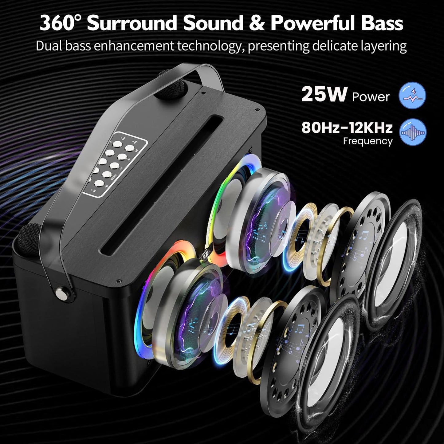 Karaoke-Maschine mit Bluetooth und 2 Mikrofonen