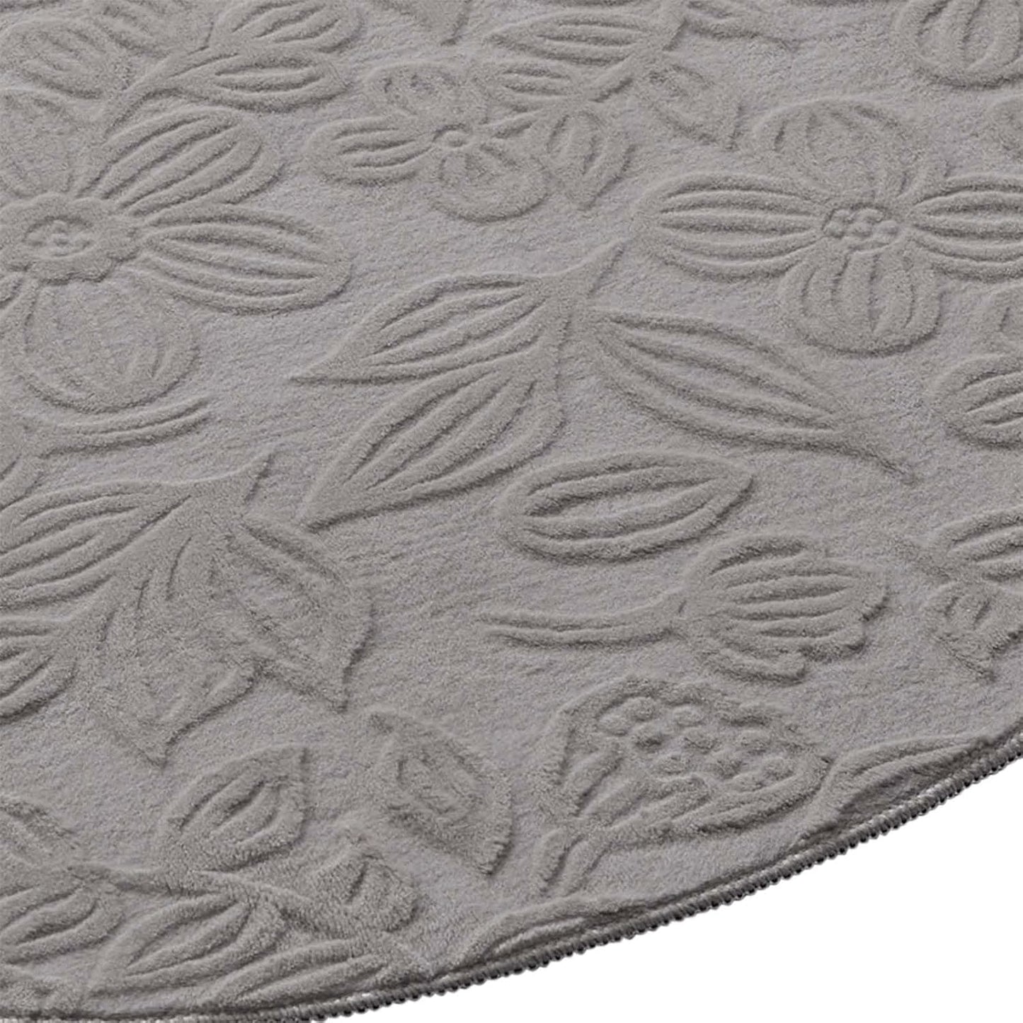 Runder Badematte, rutschfest, Grau Floral 120 cm (Rund)