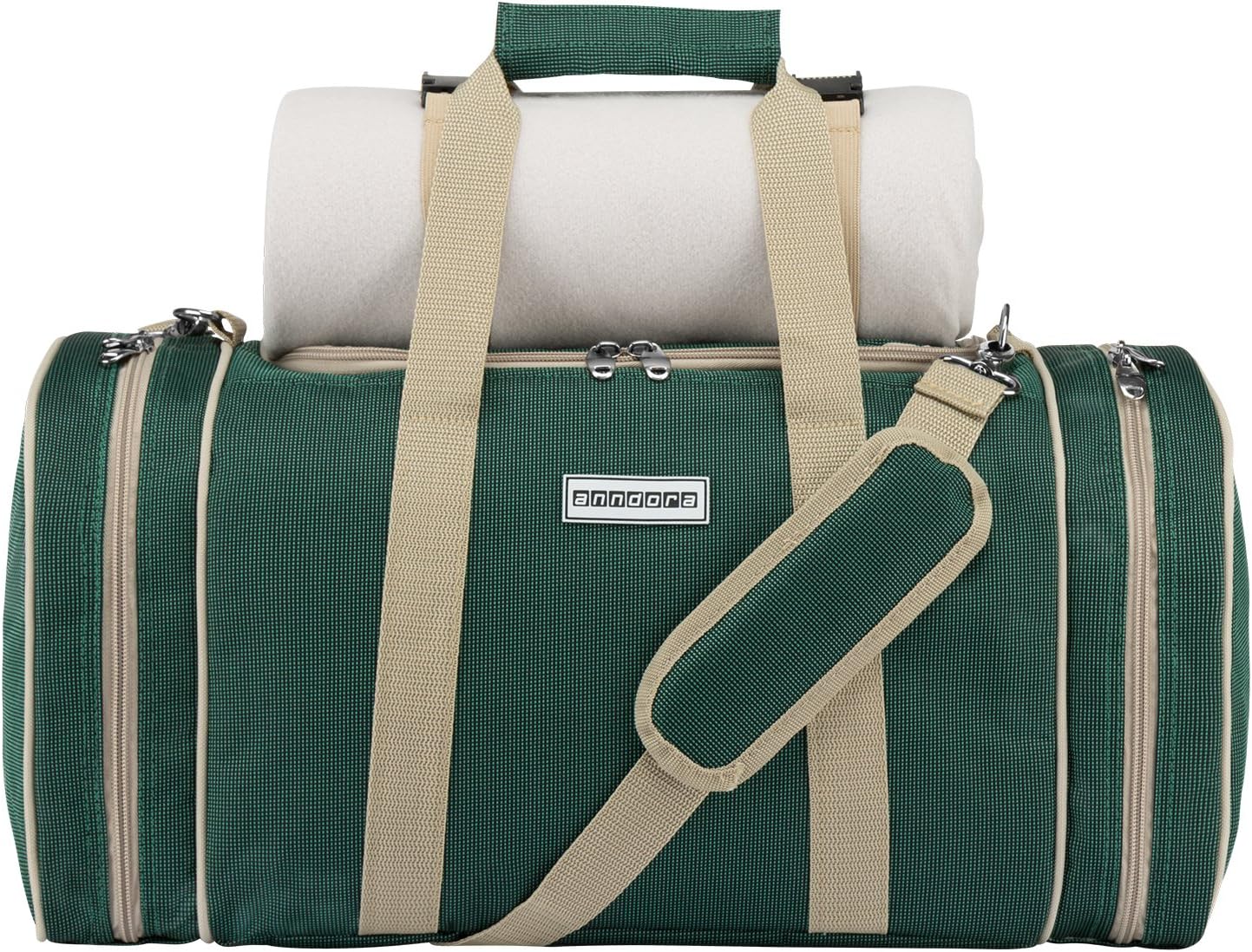 Picknick-Set mit Kühltasche und Decke für 4 Personen, 3337: Dunkelgrün Beige