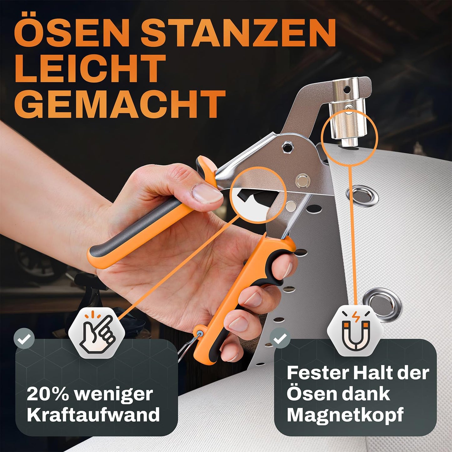 Ösenzange Set mit 200 rostfreien Ösen