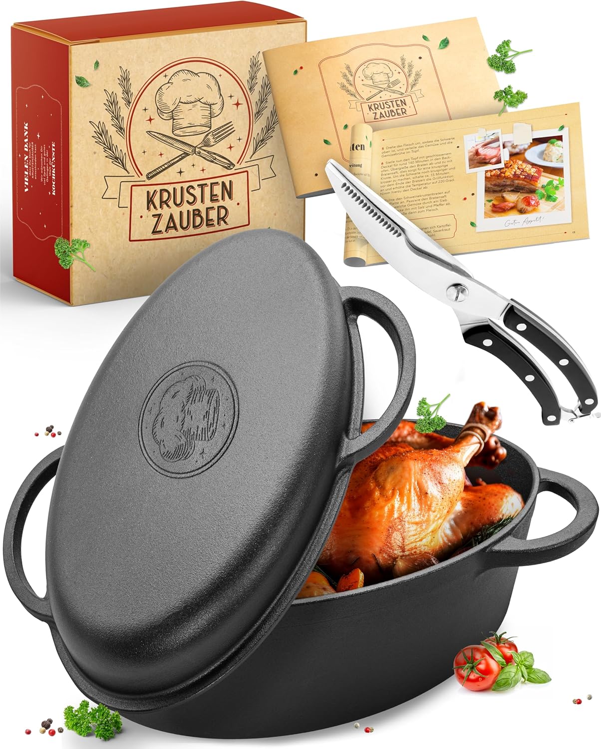 Bräter mit Geflügelschere, 38cm+Geflügelschere