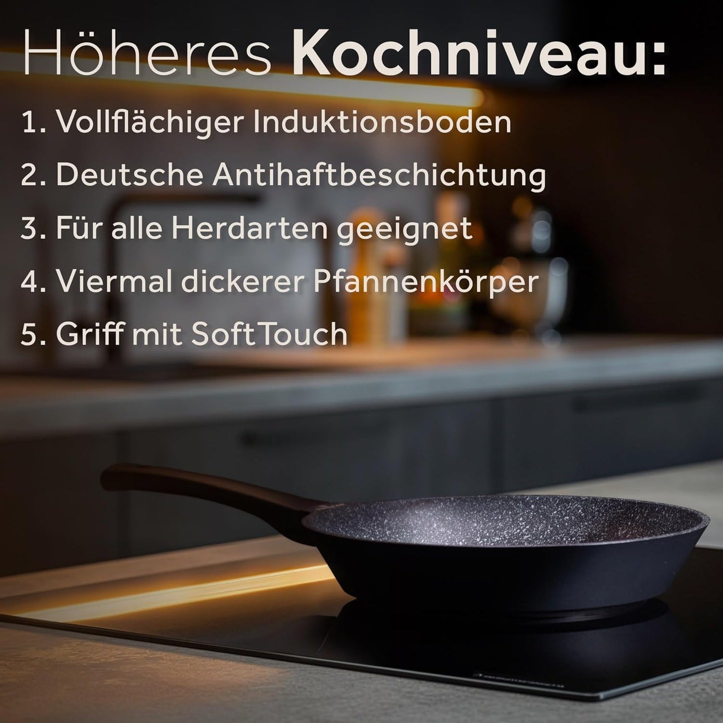 Hochwertige Bratpfanne 28 cm, Antihaft, Induktion geeignet, 28 cm