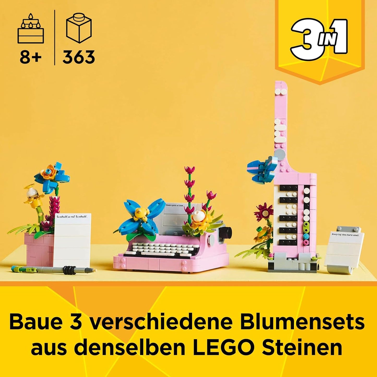 Schreibmaschine mit Blumen