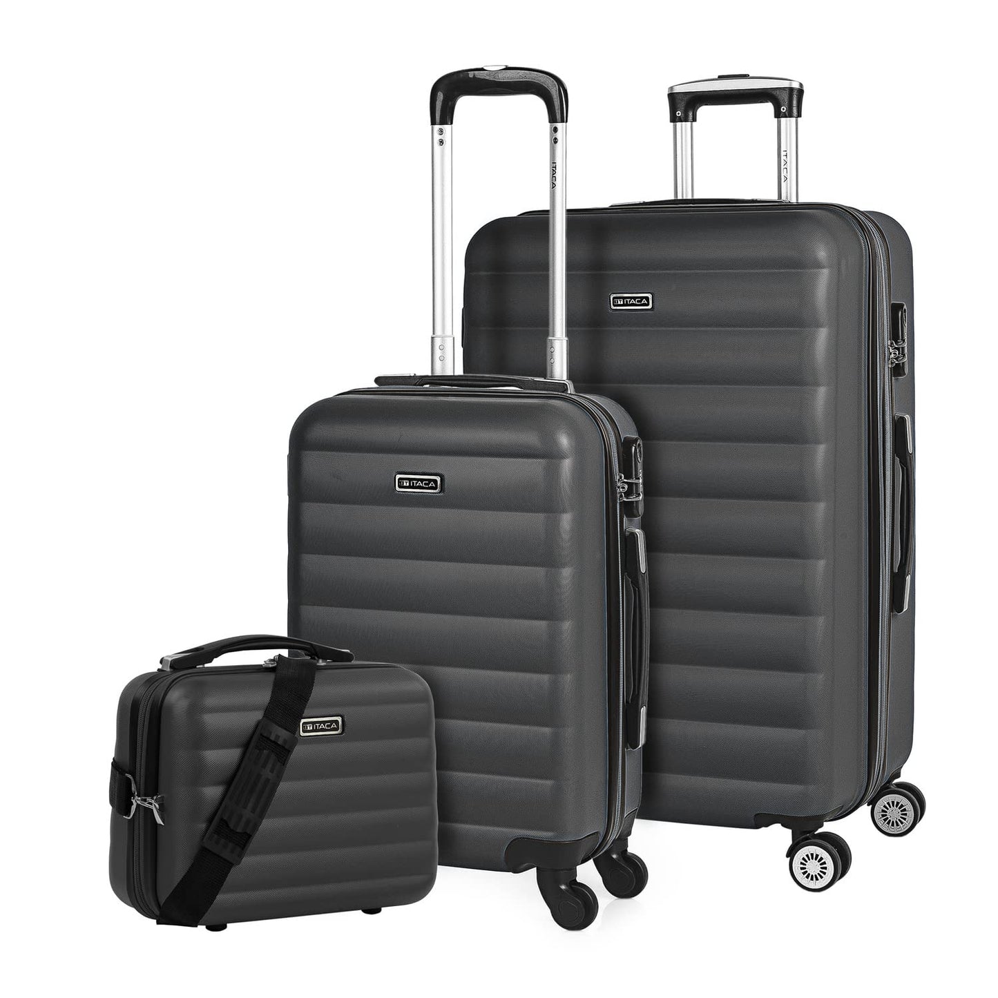 Koffer-Set mit Rollen (Hartschale, 3-teilig), Antrazit 55 cm + 75 cm + 35 cm