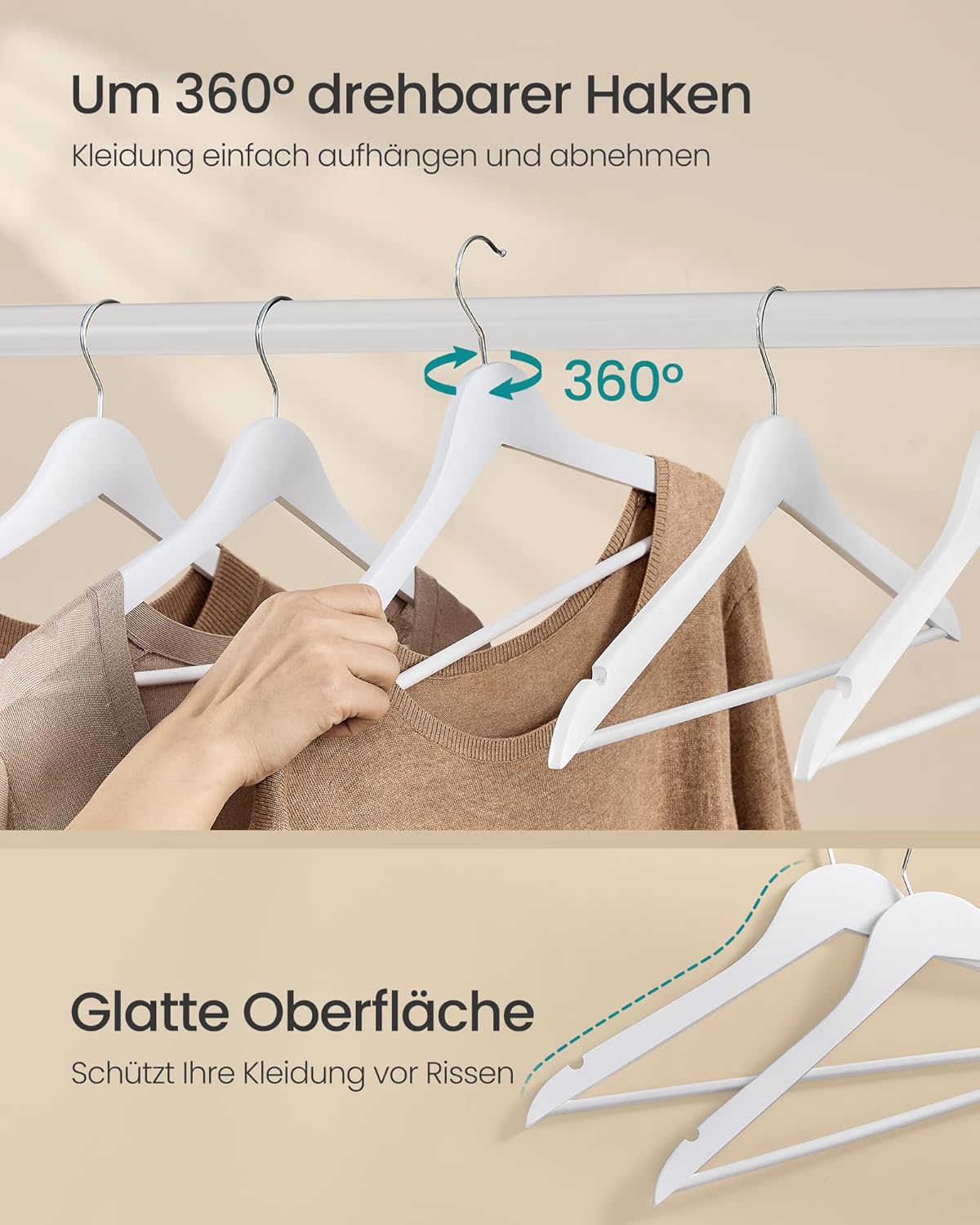 30er-Set Kleiderbügel, Wolkenweiß 30
