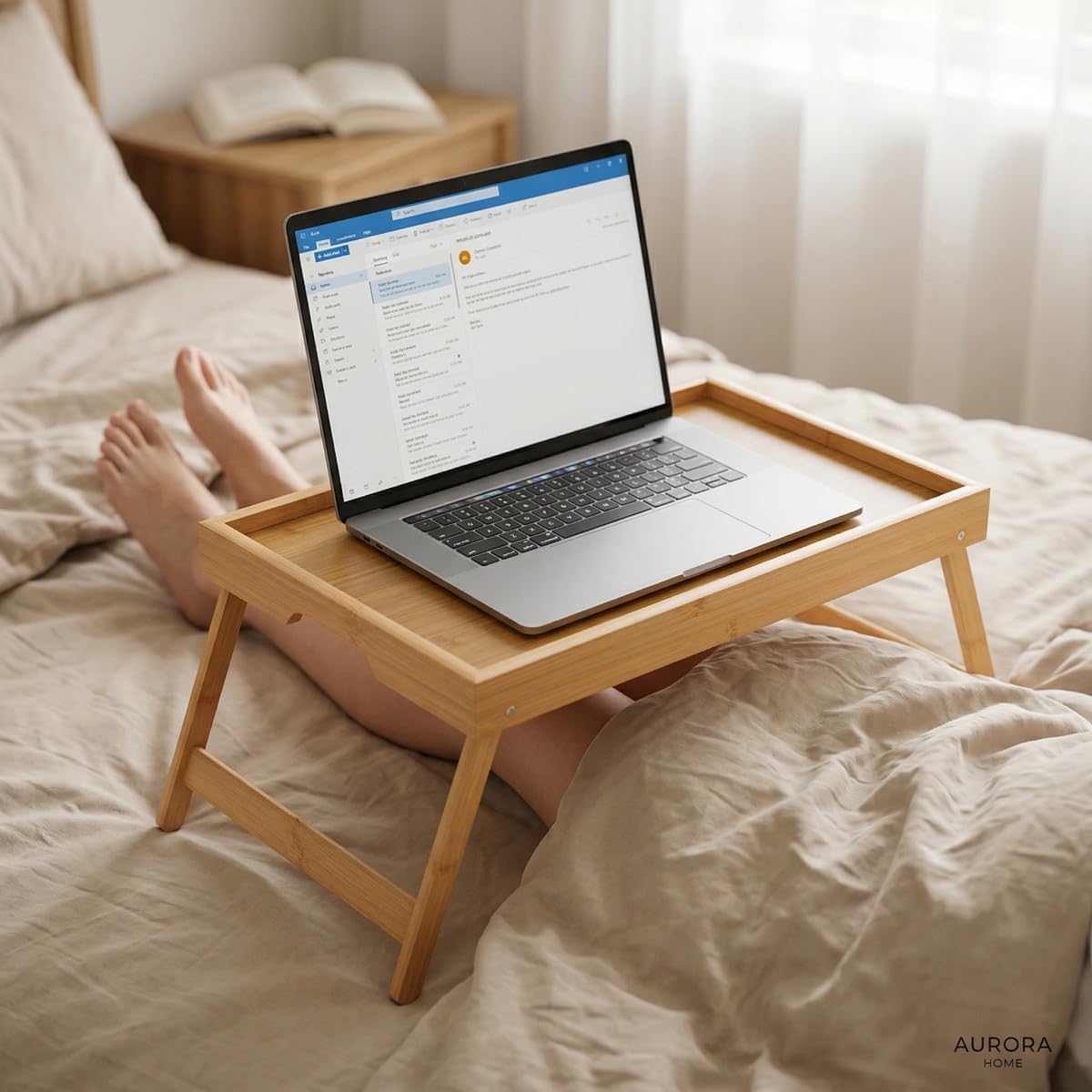 Klappbares Frühstückstablett, Holzfarbe