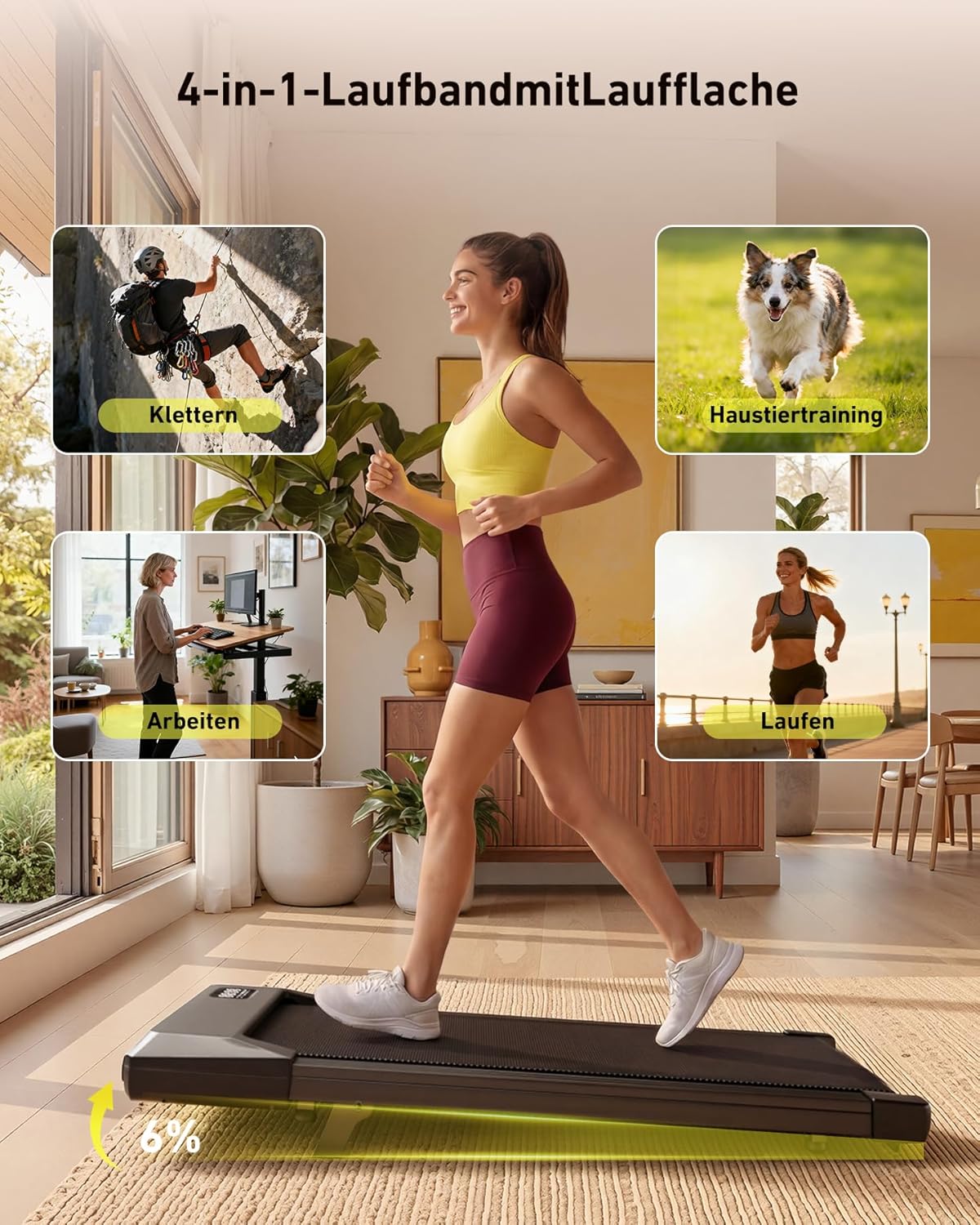 Klappbares Laufband mit Steigungsfunktion und App-Steuerung, 90 CM Schwarz-2