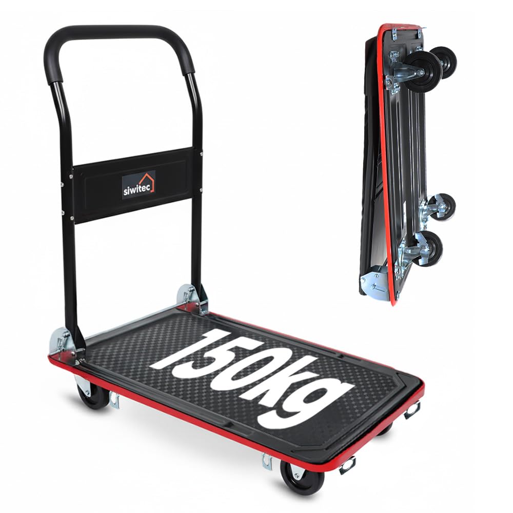Klappbarer Plattform-Transportwagen mit Spanngurten, 150 kg