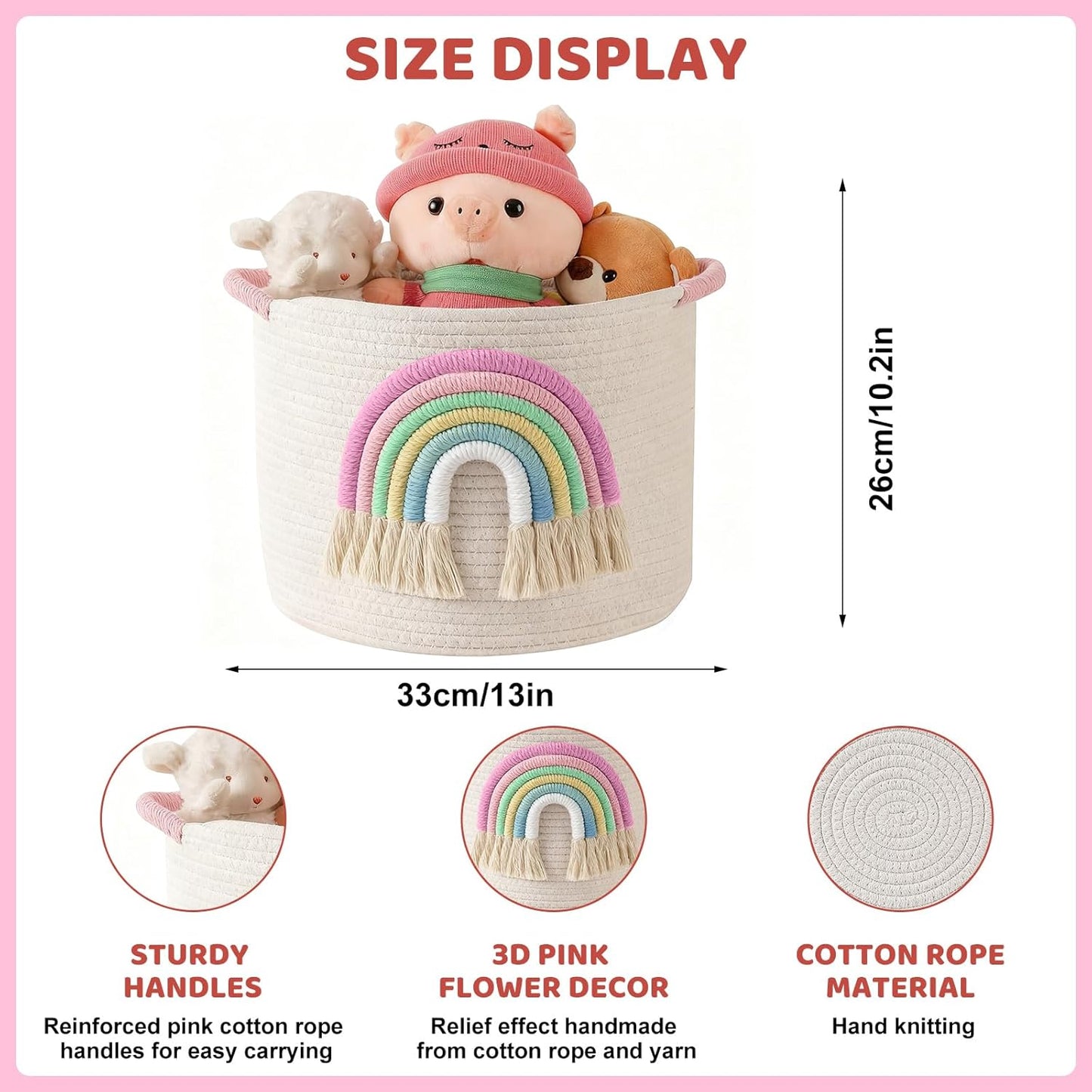 3D-Regenbogen Spielzeug-Aufbewahrungskorb, 3d-regenbogen